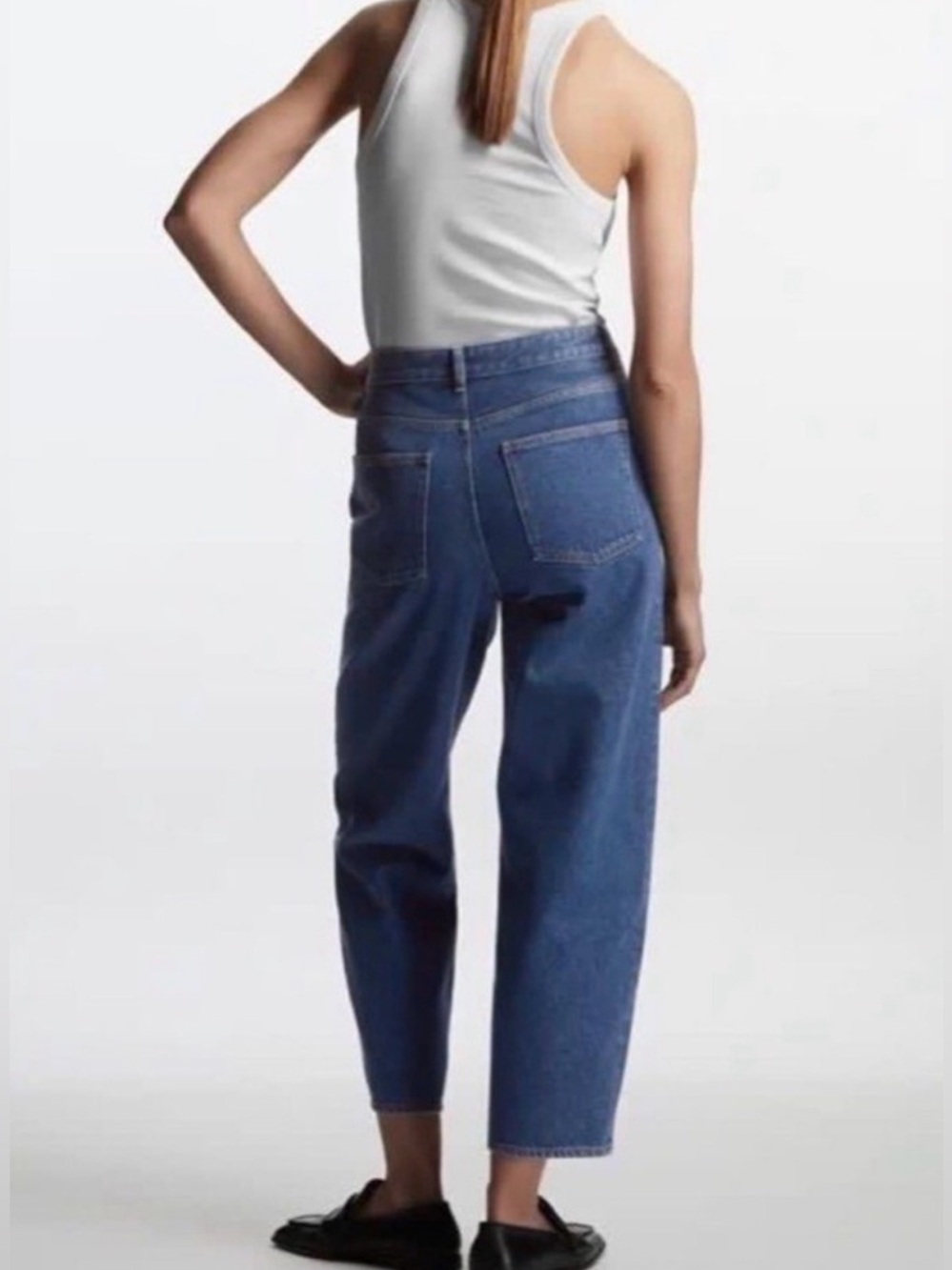 COS Tapered Leg High Rise Ankle Length Blue Jeans 25 - Picture 3 of 14